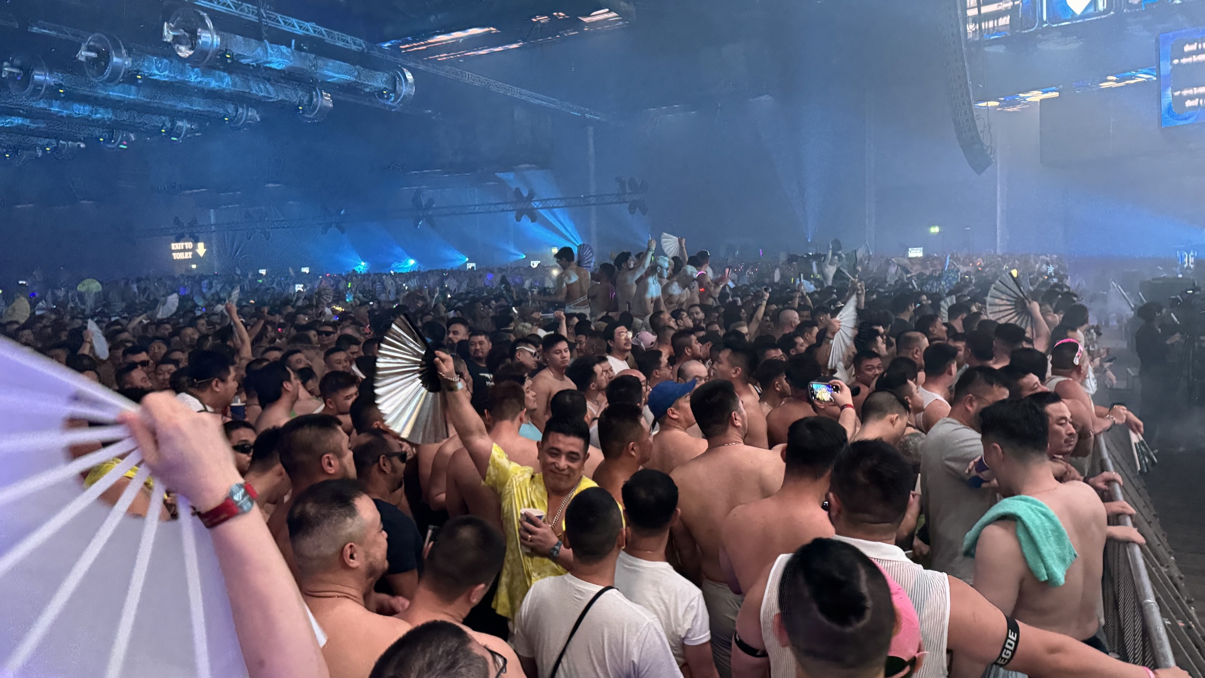 Indoor music festival crowd
